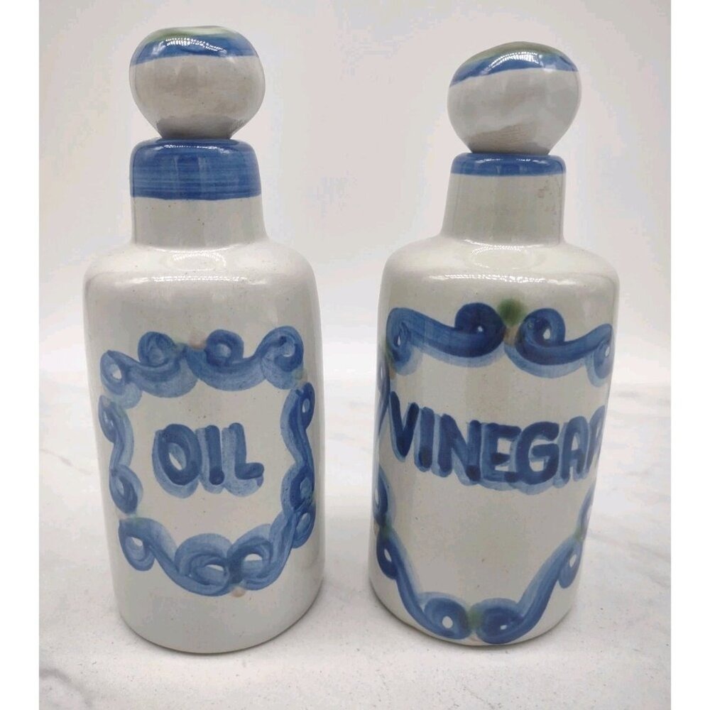 M. A. Hadley Vintage American Pottery Oil & Vinegar Set Farmhouse Country Chic